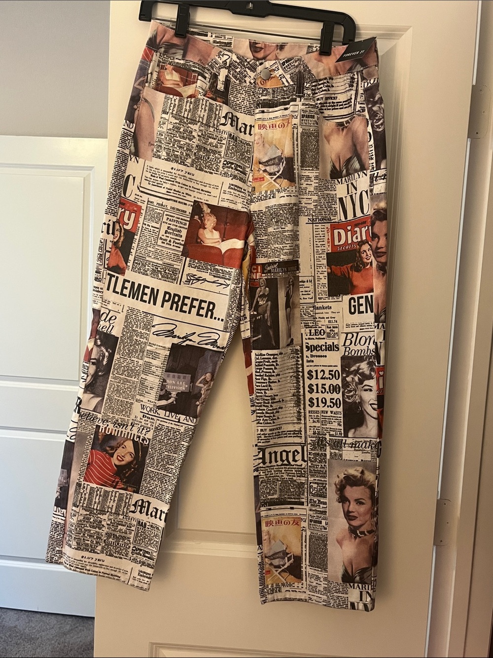 Forever 21 Marilyn Monroe Limited Capsule Collection Collage wide Leg Trousers